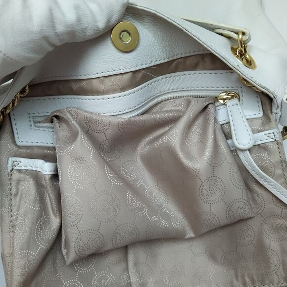 Michael Kors White Pebbled Leather Chain Strap Shoulder Bag - Picture 13 of 13